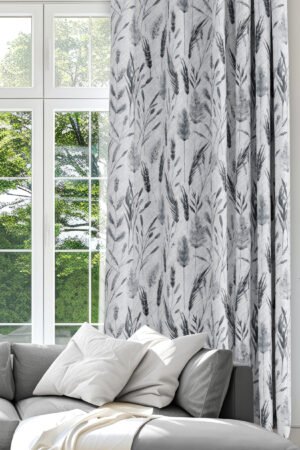 Wheat Patterned Smoke gray Modern Blackout curtain - 140 x 270 cm