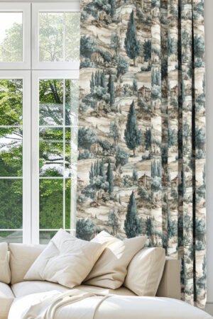 Landscape Patterned Modern Digitally-printed Blackout curtain - 140 x 270 cm