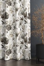 Modern Elegant Floral Patterned Brown Blackout curtain - 140 x 270 cm
