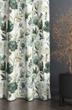 Modern Elegant Floral Pattern in Green Blackout Curtain Panel, 140 x 270cm