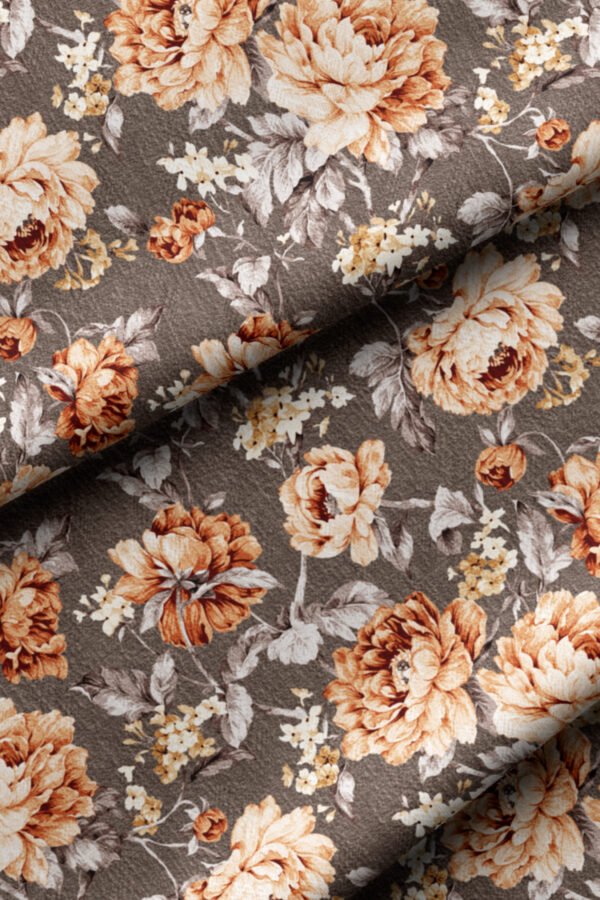 Brown Classic Floral Pattern Upholstery Fabric by Nilstar®
