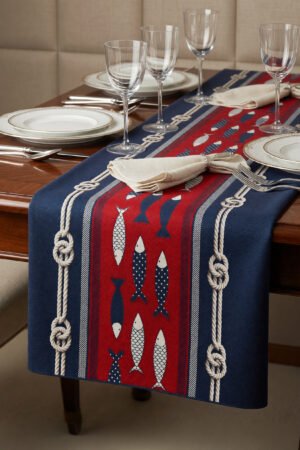 CANILA MARINE Sea Themed Navy blue Detailed Table runner 45 x 145 cm 1 PIECE(S) ( MARINE R1 )