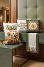 CANILA SICILIA 4 Pillow cover 1 Table runner 5-piece set Pillow cover Set. Table set Double-sided Pillow cover. ( SICILIA SET )