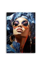 Blue Vogue Woman Canvas Wall Art – Modern Fashion Portrait Wall Decor | Digitally Printed on Suede Fabric ( TABLO 3 )