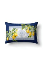 Ephesus Lemon-Pattern Navy Rectangular Cushion 33 x 53 Cm Reversible Cushion Cover, 1 pc ( EPHESUS 1)