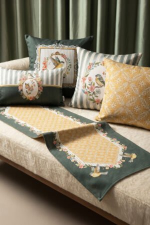 CANILA BIRD STUDIO 4 Pillow cover 1 Table runner 5-piece set Pillow cover Set. Table set Double-sided Pillow cover. ( BIRD SET )