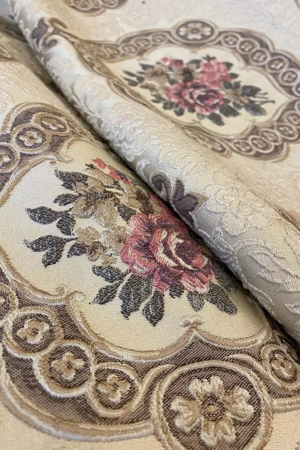 Vintage Floral Jacquard Upholstery Fabric – Chenille Rose Pattern for Sofas, Chairs & Curtains | Nilstar®