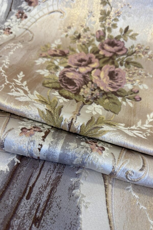 Vintage Medallion Jacquard Upholstery Fabric – Luxury Floral Satin for Curtains & Cushions | Nilstar®